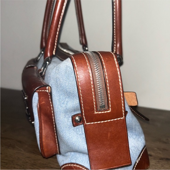 Dooney & Bourke
Denim Canvas Satchel Leather Trim  Double Pocket - Picture 8 of 11